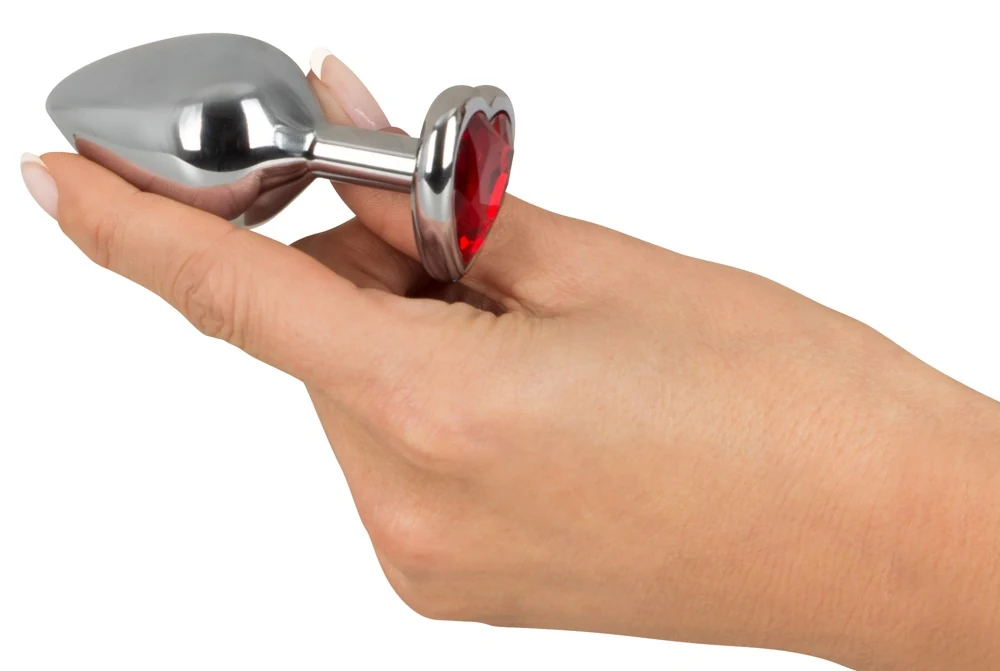Diamond Anal Plug Medium met rood hart