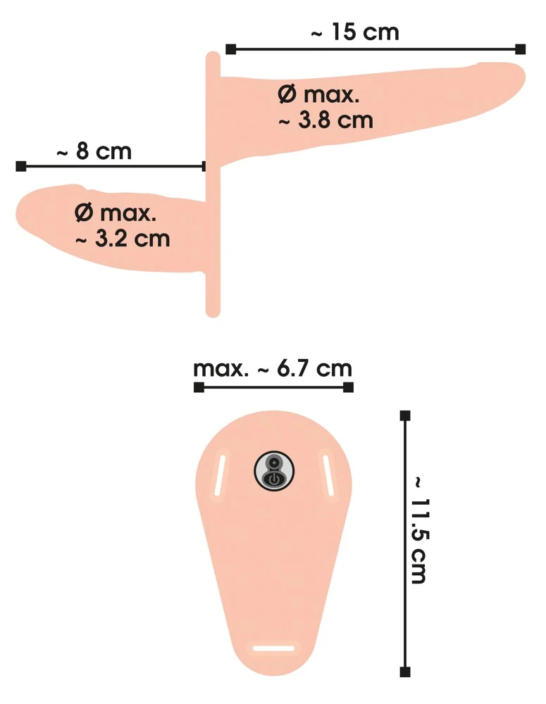 Dubbele strap-on dildo met vibrobullet