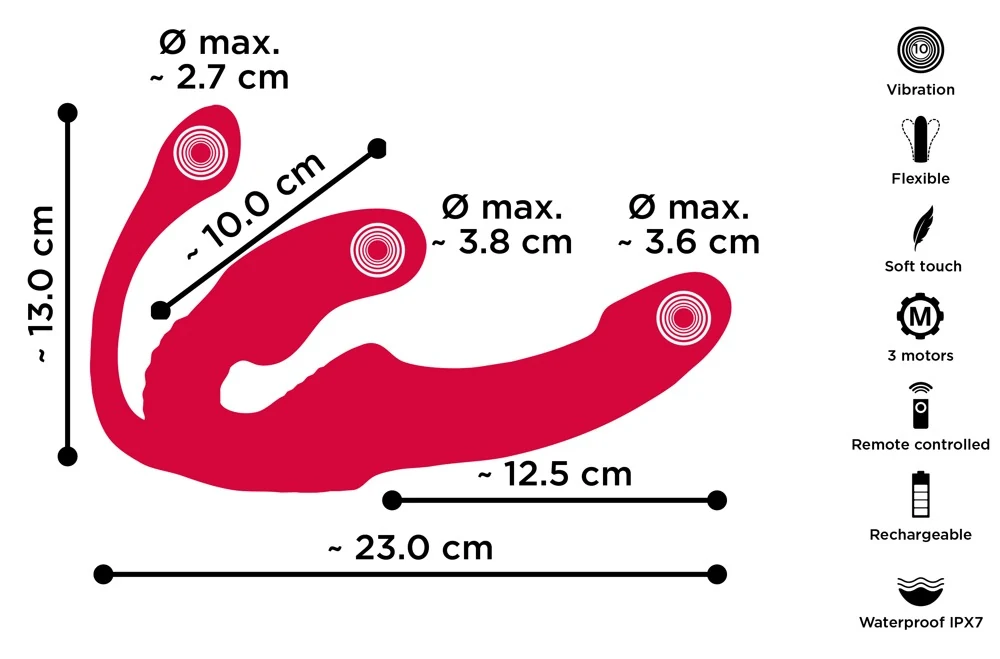 You2Toys Strapless Strap-on Triple Teaser RC