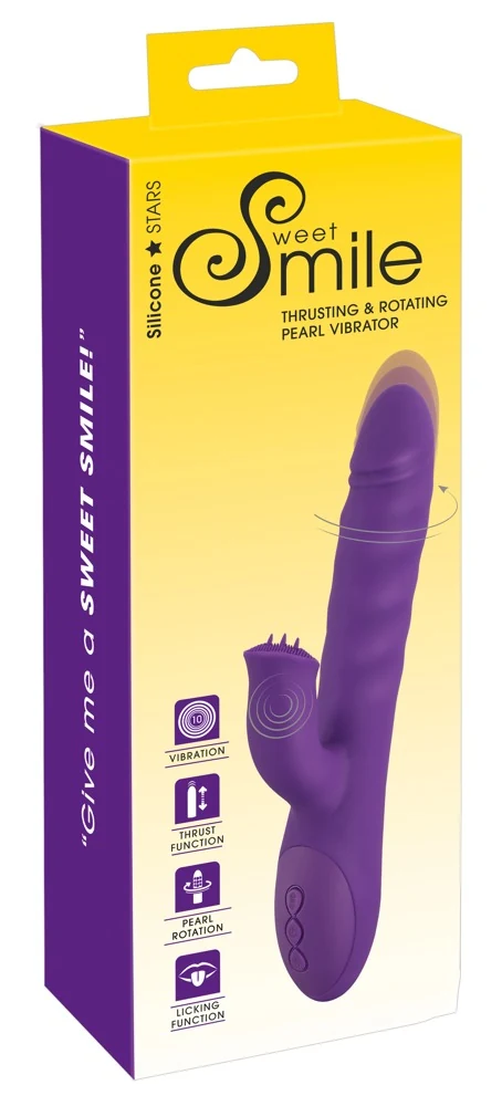 Rabbit vibrator met rotatie en stuwende functie
