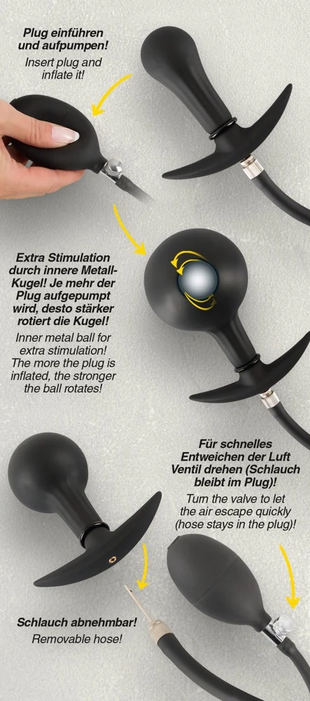 Opblaasbare anale plug met pompbal