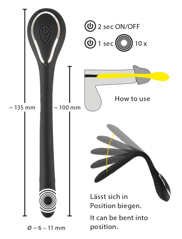 Buigbare vibrerende urethrale plug