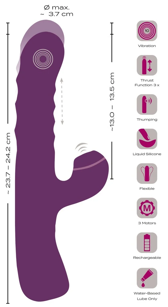 Javida 3-functie rabbit vibrator