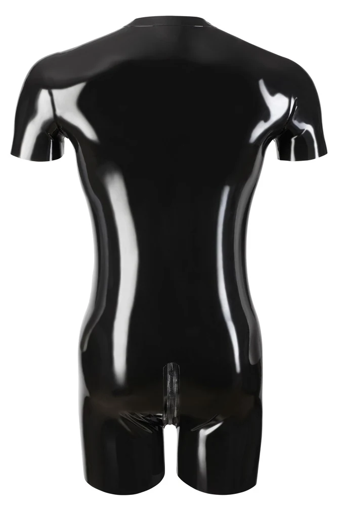 Latex korte jumpsuit met 3-weg ritssluiting