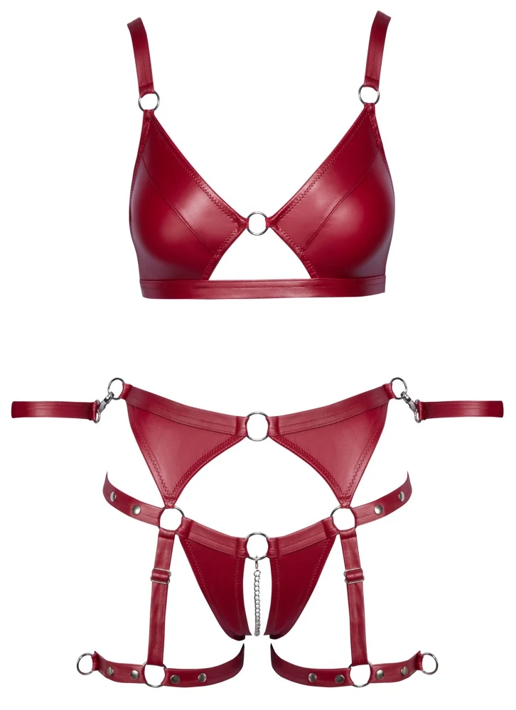 Cottelli Bondage set met bh, jarretelslip en boeien