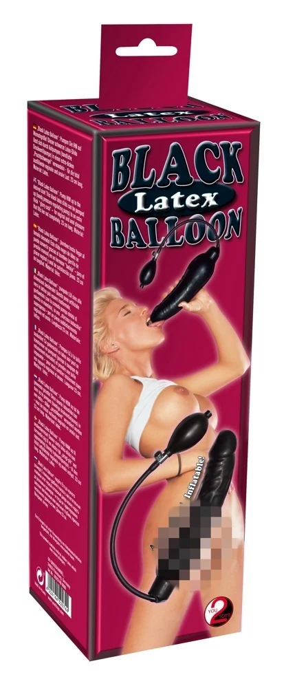 Opblaasbare latex dildo 23 cm