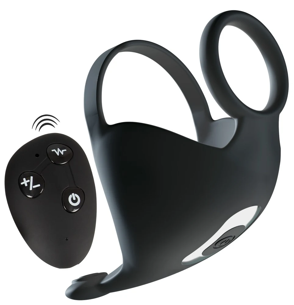 Rebel cockring met afstandsbediening en testikelvibrator
