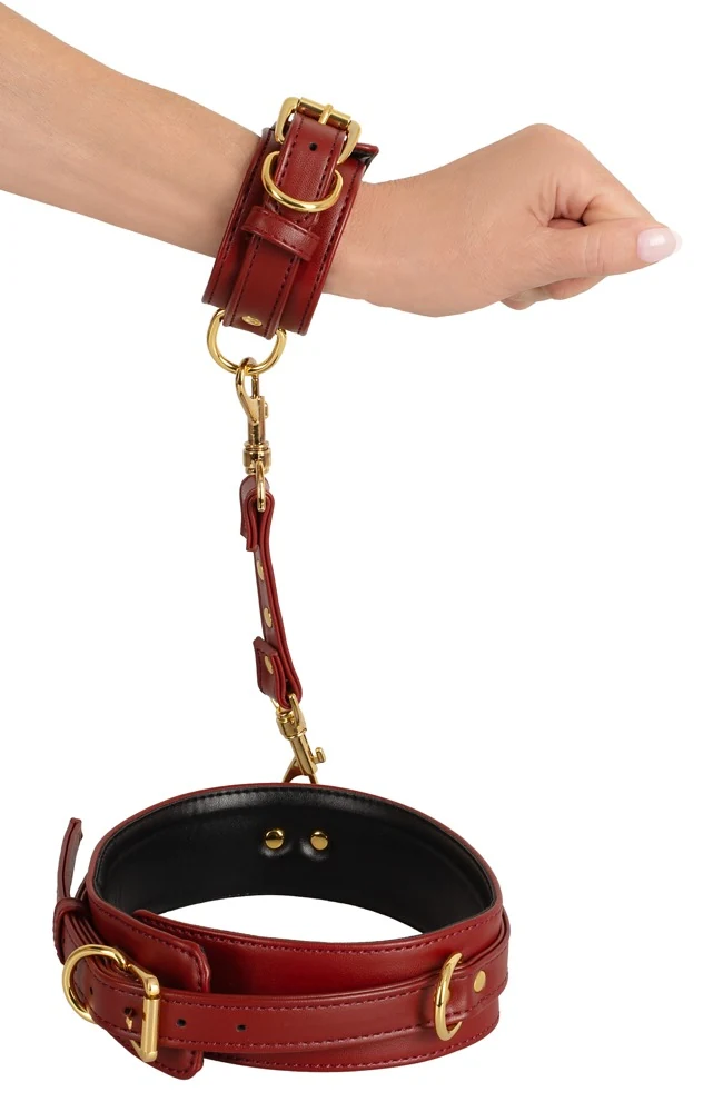 Bad Kitty hand- en beenboeien rood met goudkleurige details