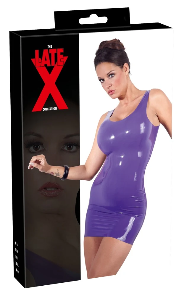 Mouwloze korte latex jurk