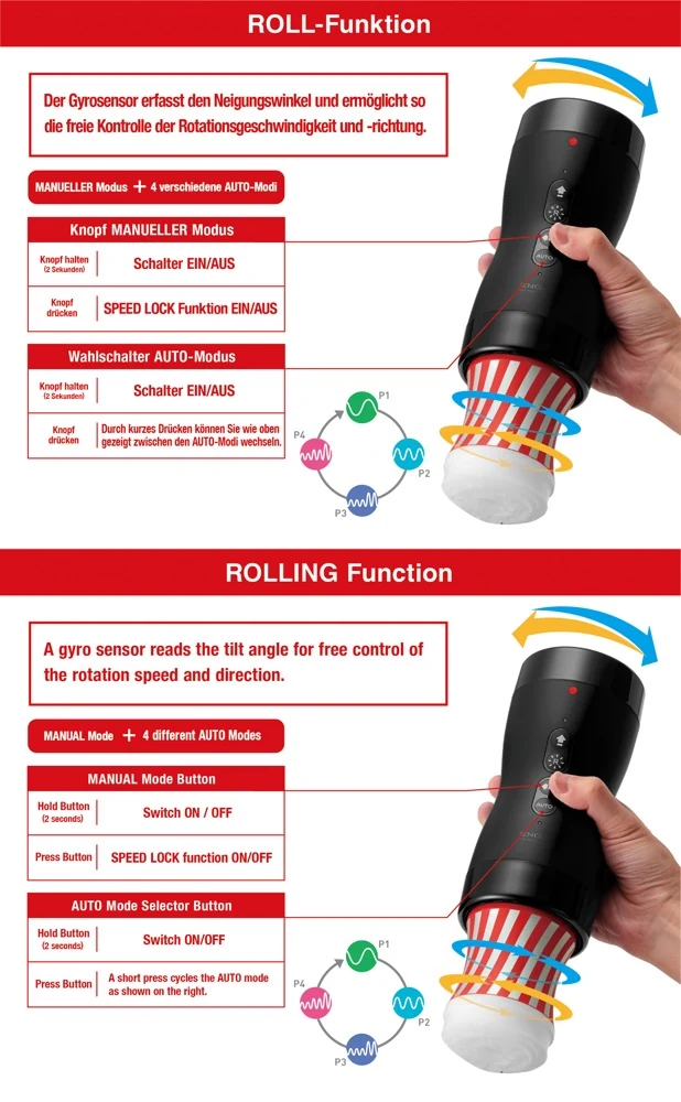 Tenga Vacuum Gyro Roller met Rolling Cup
