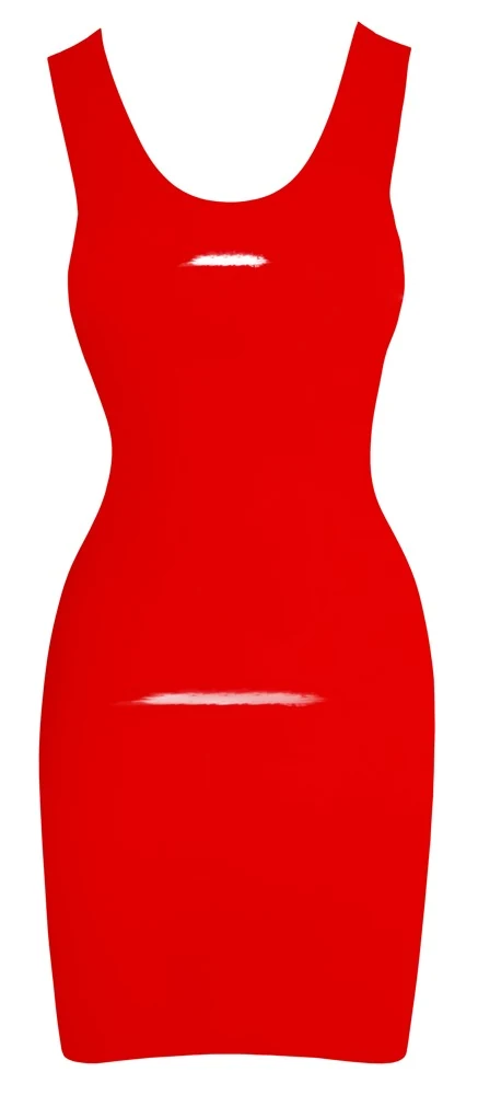 Rode latex mini jurk zonder mouwen