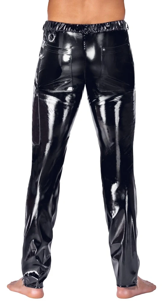 Black Level vinyl broek met ritsdetails