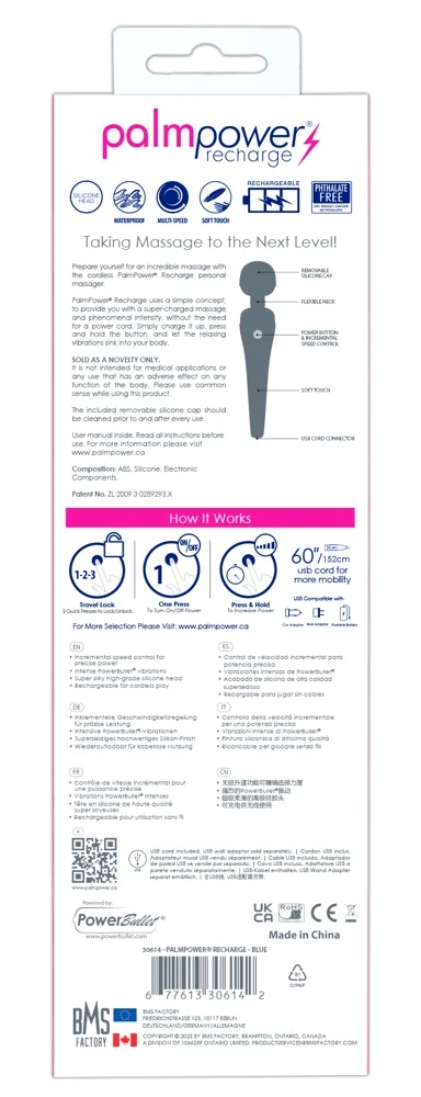 PalmPower oplaadbare massagestaaf waterproof