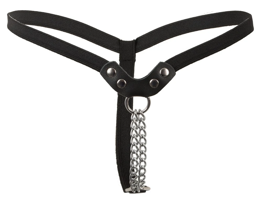 String met leren detail en kruiskettingen