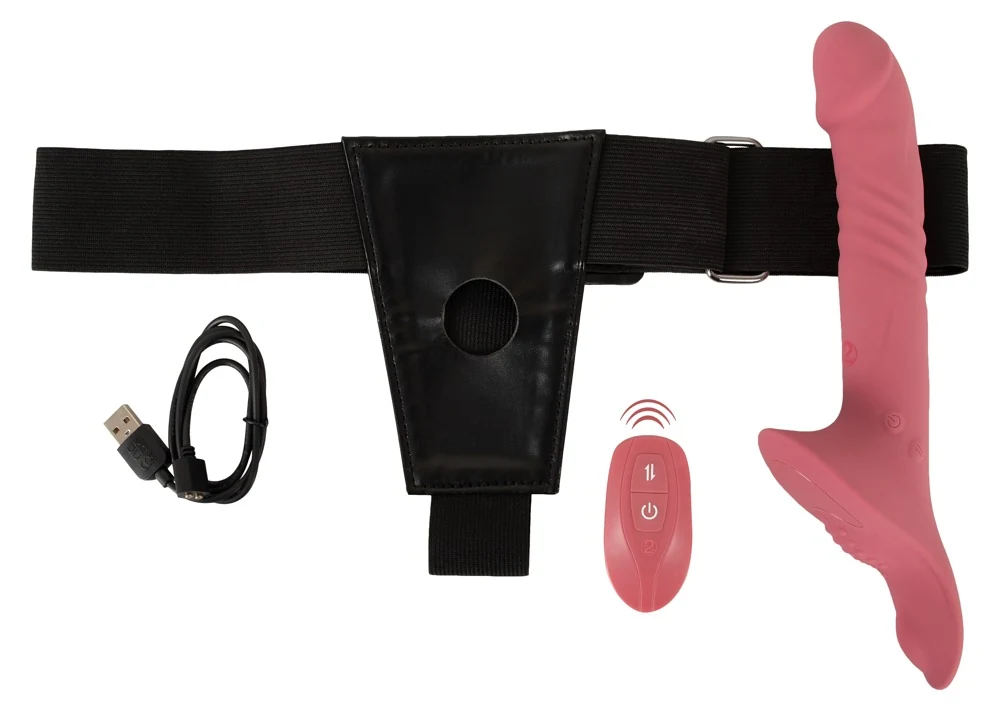 Strap-on set met stuwende vibrator en afstandsbediening