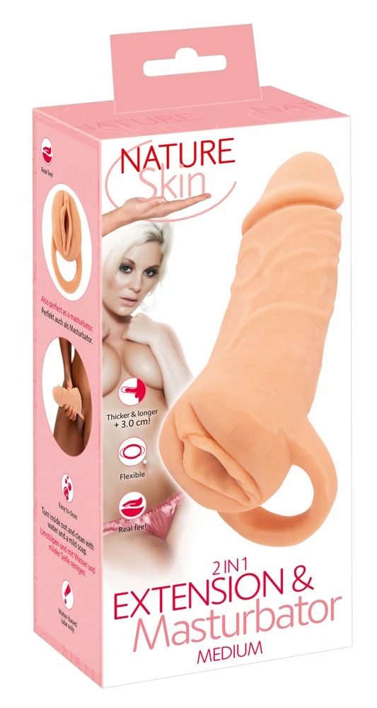 Nature Skin 2-in-1 penis sleeve en masturbator medium