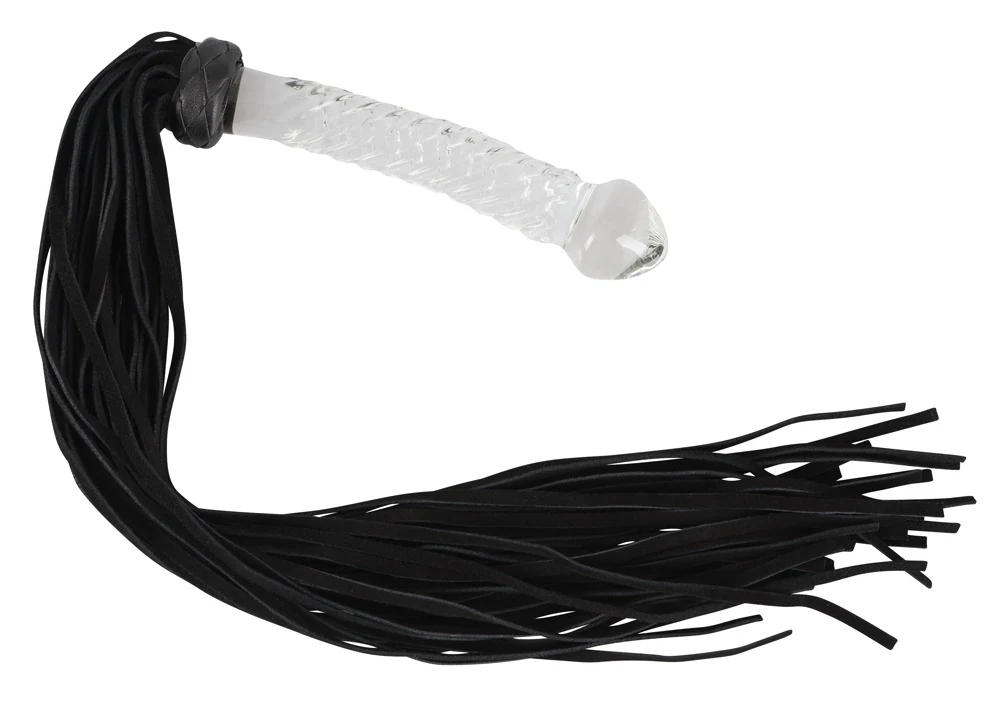 Bad Kitty flogger met glazen dildohandvat