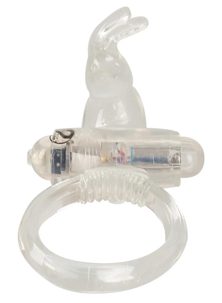 Transparante cockring met vibratie en clitoris bunny