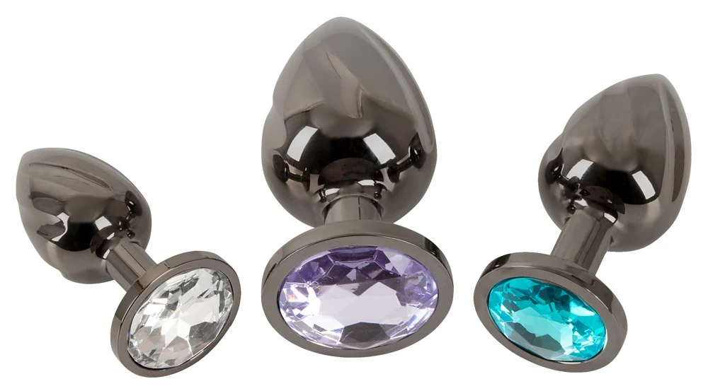 ANOS metalen butt plug set met diamanten