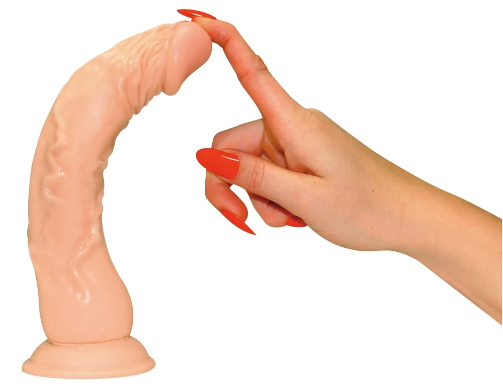Gedetailleerde huidkleurige dildo met zuigvoet 23 cm