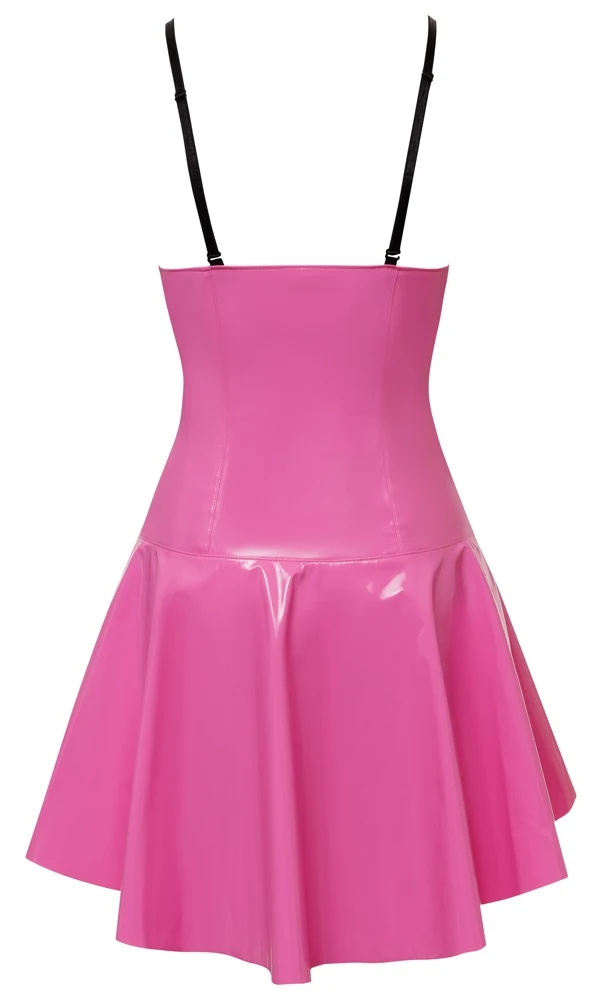 Felroze lakjurk met asymmetrische rok