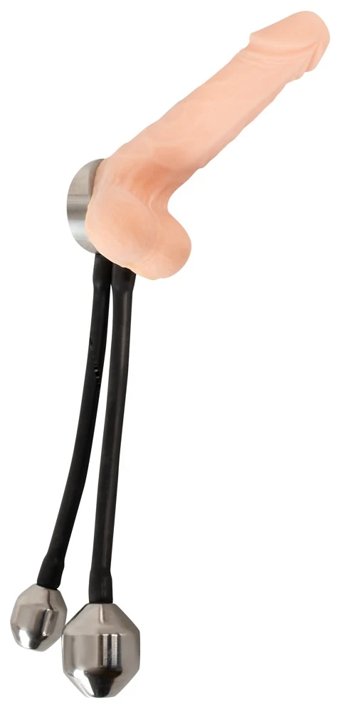 Metalen penisring met pluggewichten