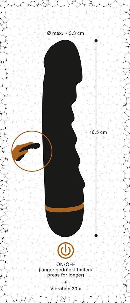 Zwarte vibrator met 20 vibratiestanden