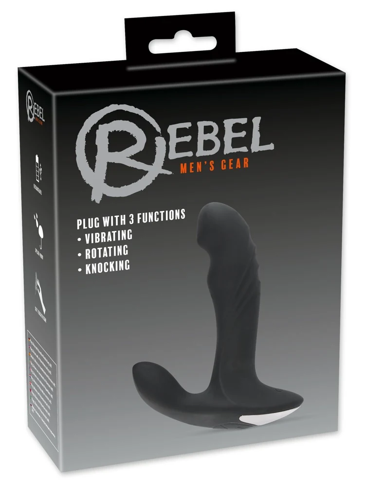 Rebel prostaatplug met vibratie, tik- en rotatiefunctie