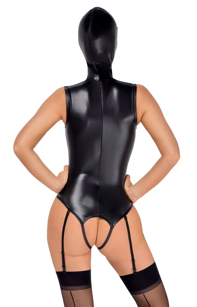 Bad Kitty ouvert jarretel body met masker