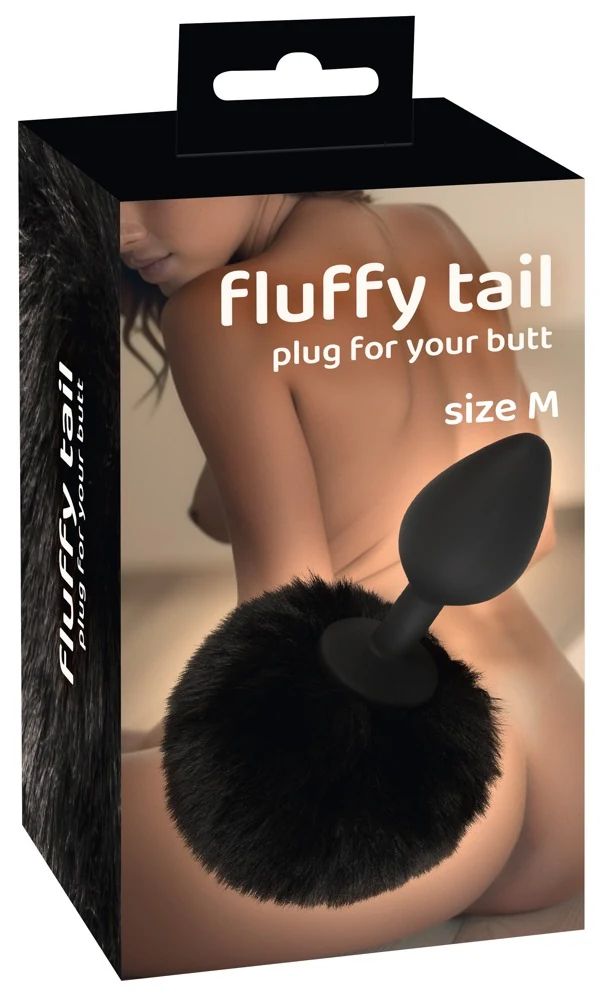 Anaalplug met zwarte bunny tail maat M