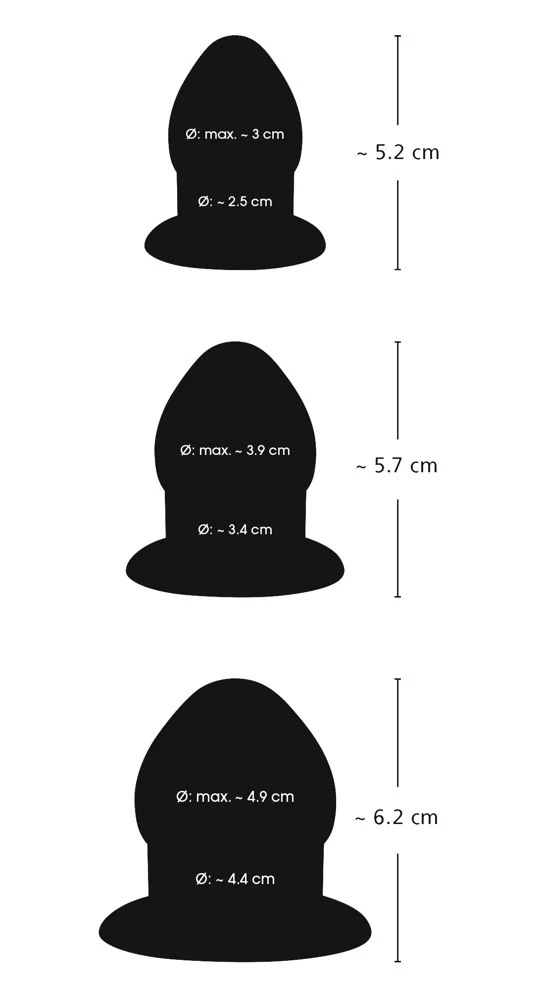 Set van 3 anaalpluggen zwart