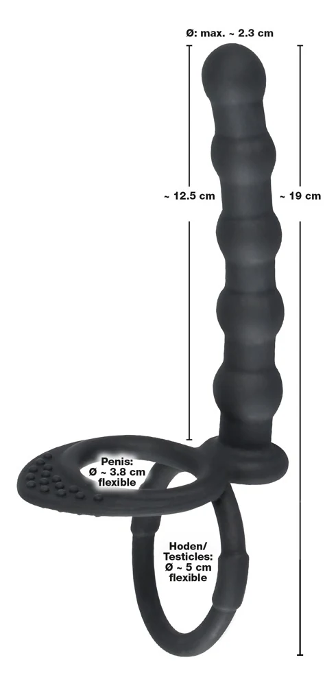 Penisring met anale dildo en clitorisnopjes