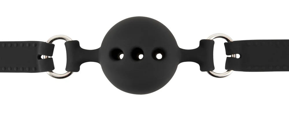 Zwarte silicone gag met luchtgaten
