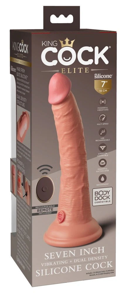 King Cock Elite Natural Vibrator met Afstandsbediening 21 cm