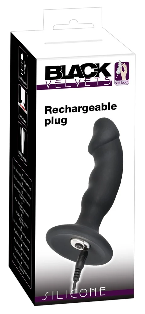 Oplaadbare vibro anaalplug zwart 14 cm