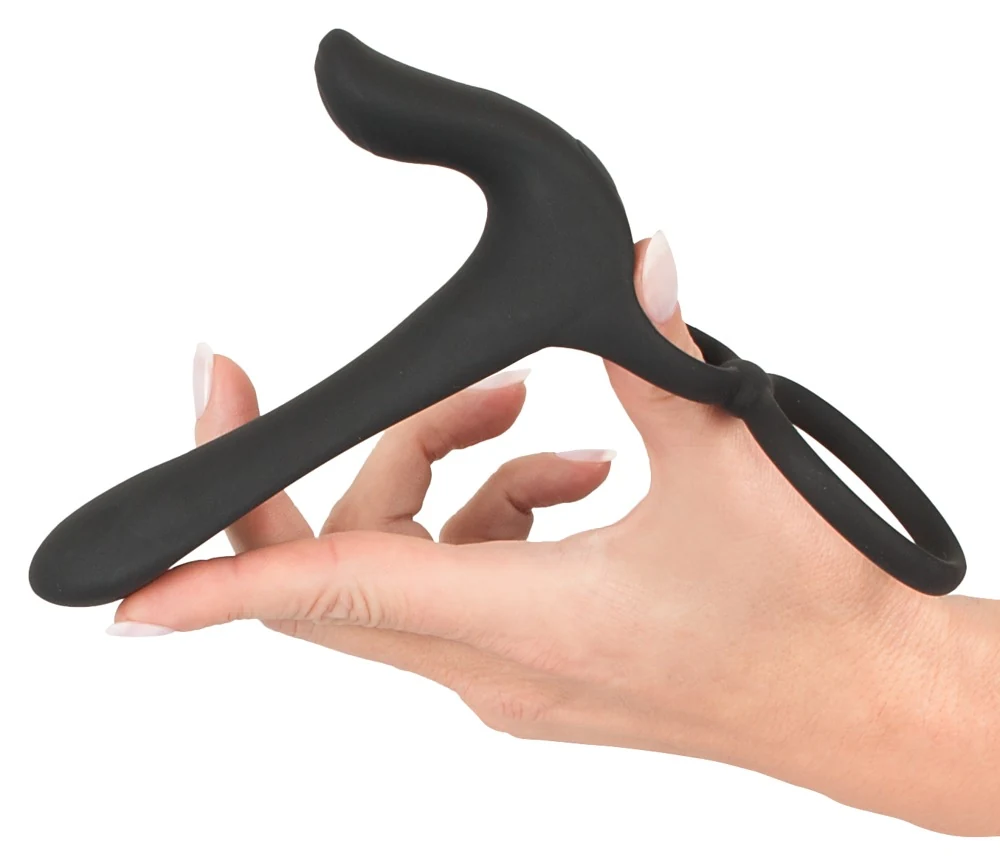 Black Velvets couples vibrator met penis- en testikelring