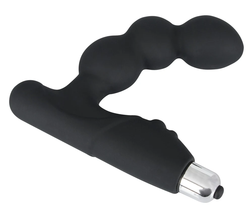 Zwarte prostaat vibrator met gebogen vorm