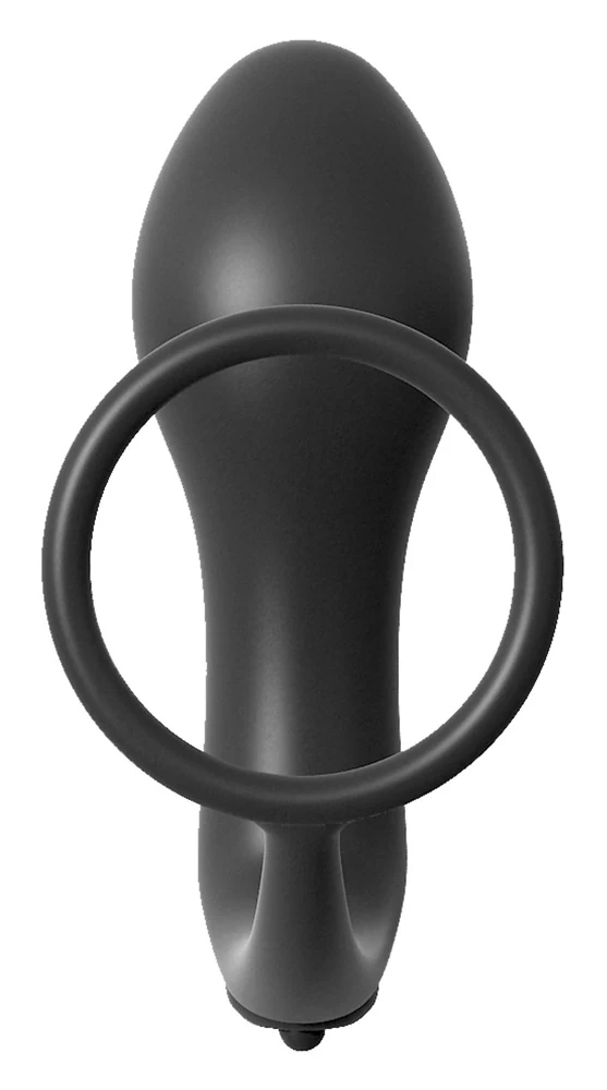 Vibrerende anaalplug met penisring zwart