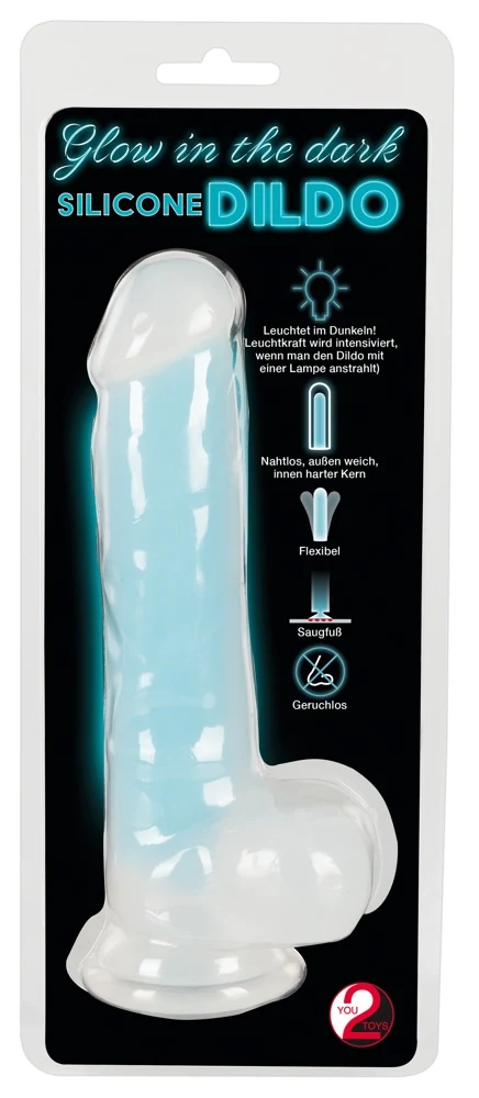 Glow in the Dark siliconen dildo met zuigvoet