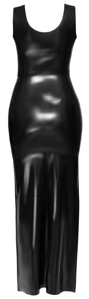 Latex avondjurk in maxilengte zwart