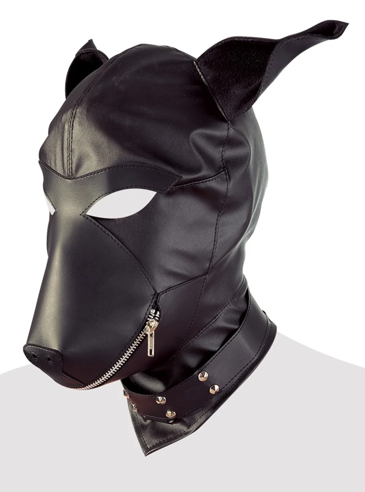 Hondenkopmasker met rits en halsband