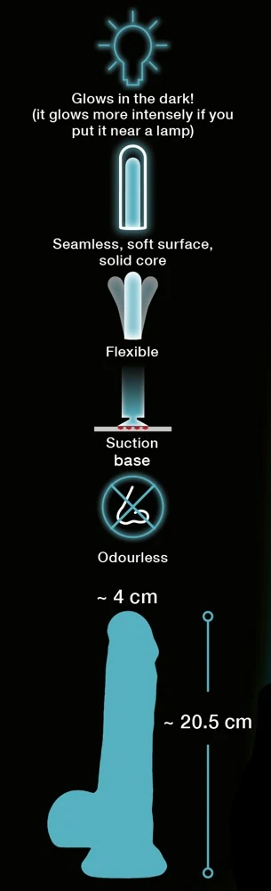 Glow in the Dark siliconen dildo met zuigvoet