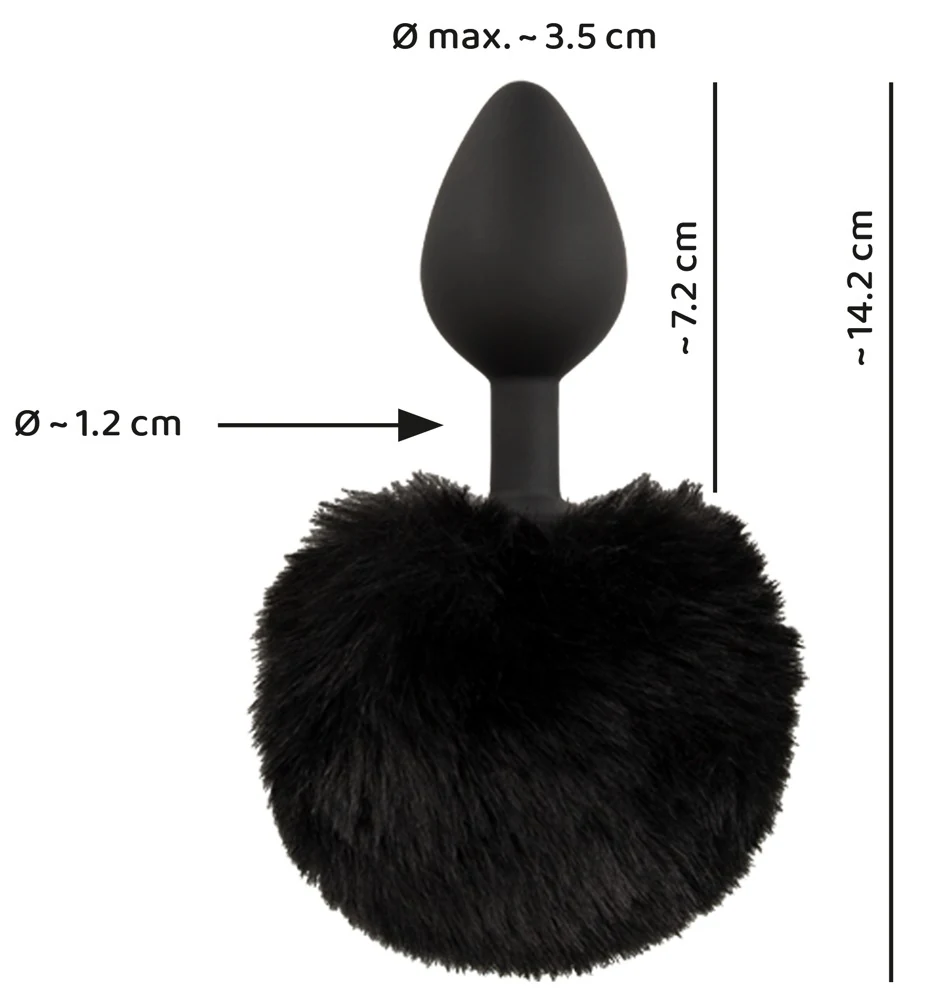 Anaalplug met zwarte bunny tail maat M