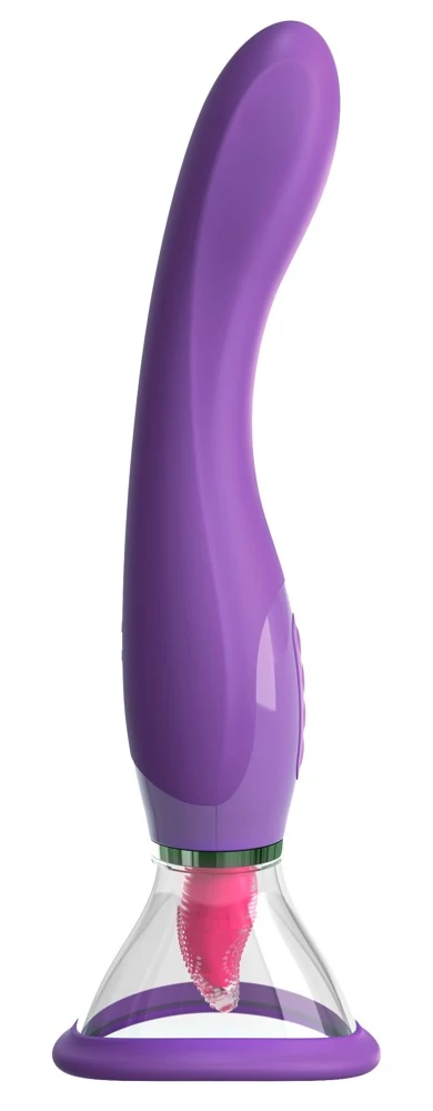 Dubbelzijdige vibrator met zuig- en tongstimulatie