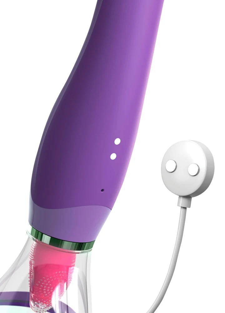 Dubbelzijdige vibrator met zuig- en tongstimulatie