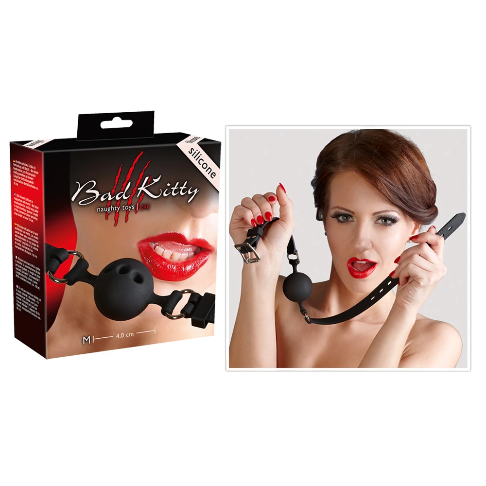 Zwarte silicone gag met luchtgaten