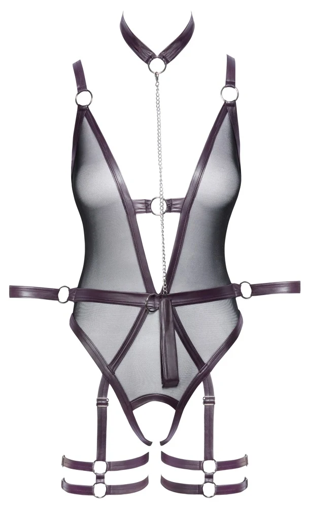 Cottelli Bondage kruisloze body met accessoires