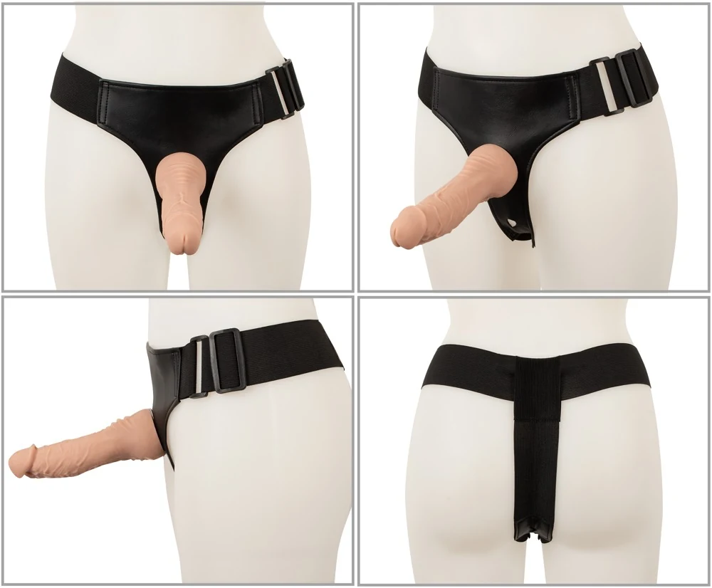 Verstelbare strap-on set met vibrator en 2 dildo’s
