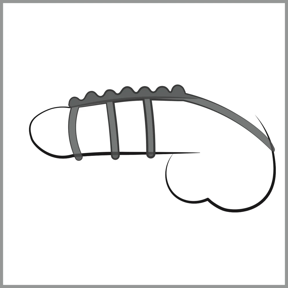 Bad Kitty cockring met testikelring en ribbelstructuur