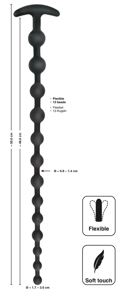 Flexibele anaalkralenketting van siliconen 50 cm